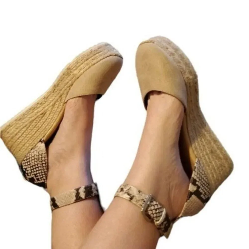 Nine West Espadrille Sandals Platform Shoes Snakeskin Print Women's WOMAN'S 8 M